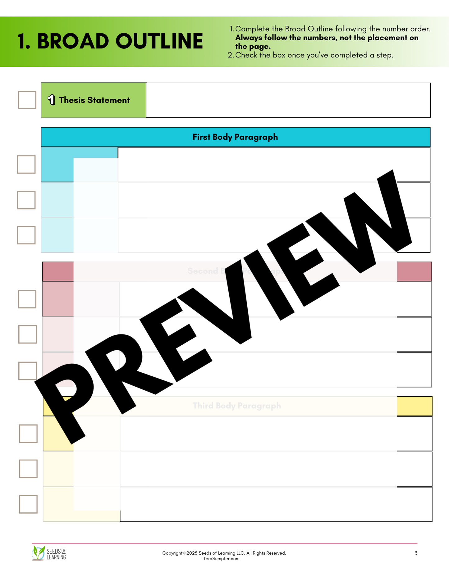 Executive Function Support Tool for Essay Writing Digital Download