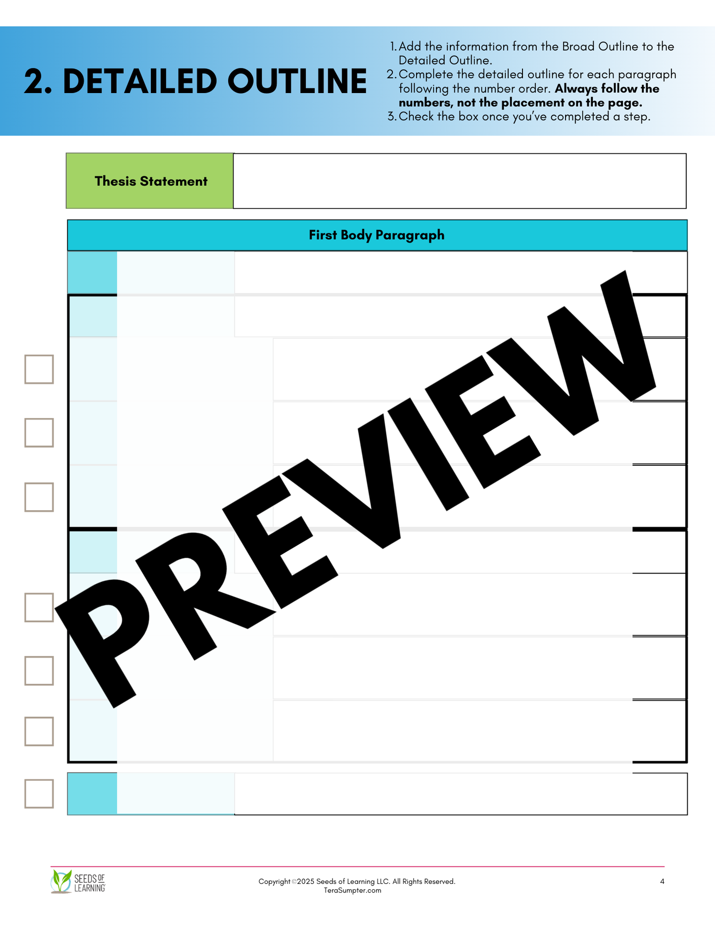 Executive Function Support Tool for Essay Writing Digital Download