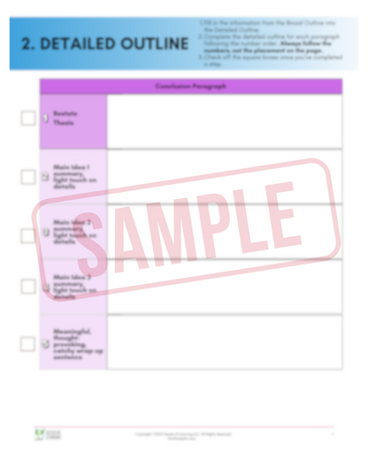Executive Function Support Tool for Essay Writing Digital Download