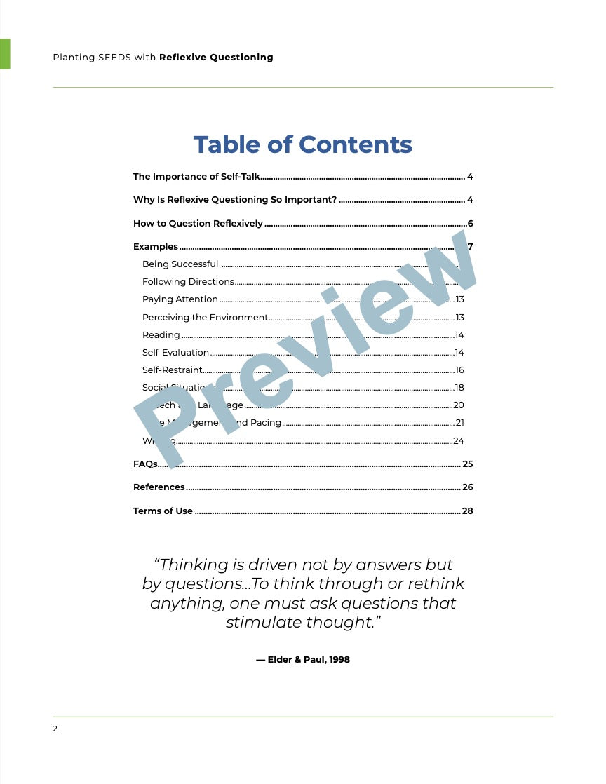 Reflexive Questioning Guide Digital Download